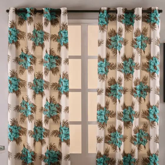 Cortina Rústica Estampada 2,80 x 1,80m com Ilhós Tabaco