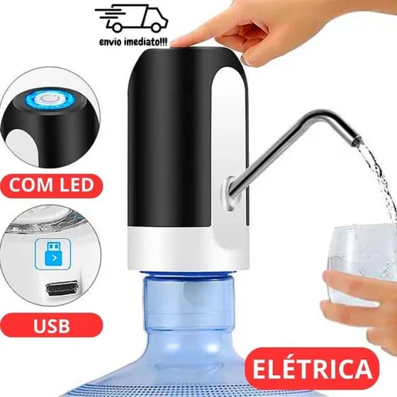 Bomba de água elétrica USB Recarregável para Galão – Automática com Botão Touch Portátil Sem fio