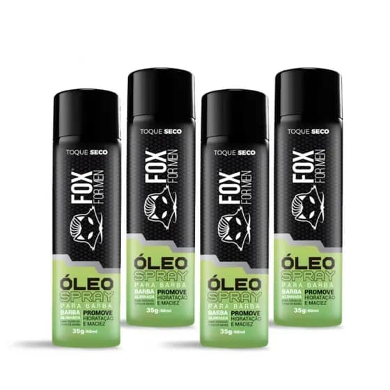 KIT 6 Óleo Spray FOX FOR MEN Barba Alinhada Macia Hidratada Perfumado Pós-Barba Original