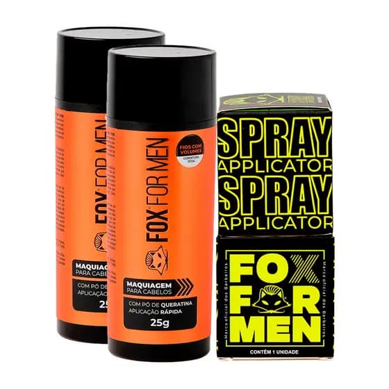 KIT MAQUIAGEM CAPILAR CASTANHO COM APLICADOR - FOX FOR MEN