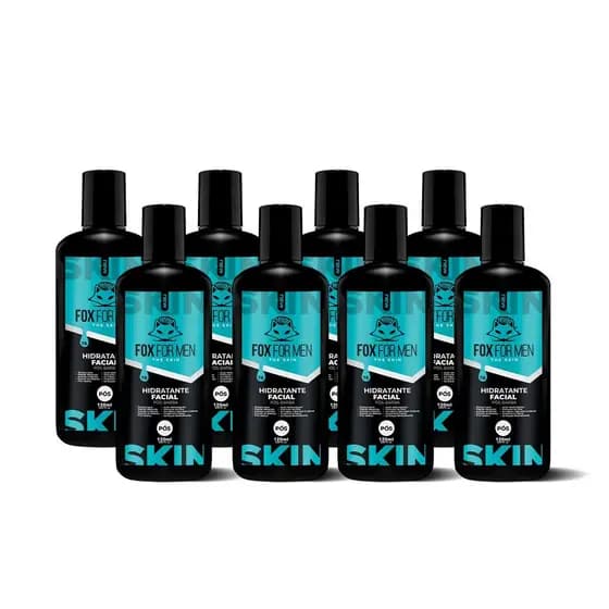 Kit 8 Hidratante Facial Pós-Barba FOX FOR MEN 120g Aloe Vera Acalma Hidrata Economia Profissional