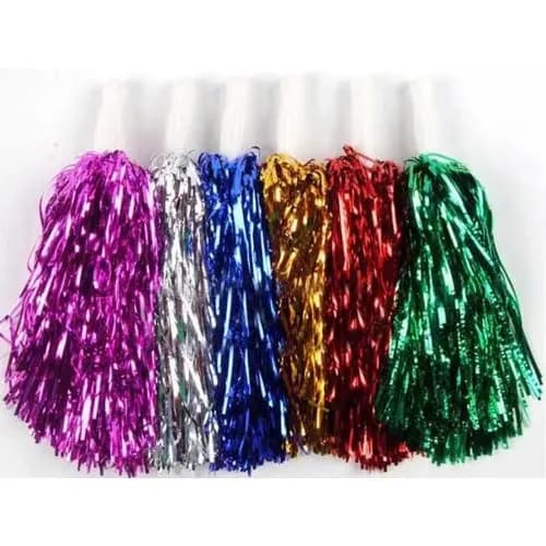Kit com 2 Pompom Metalizado para Dança e Torcida - 20 cm