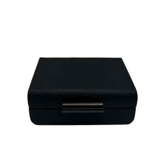 Caixa Decorativa Em Couro Preto-paramount 26x18x9cm.