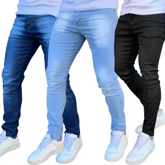 Kit Calças Jeans Skinny Masculina Com Lycra Estica Muito Nf super promoção