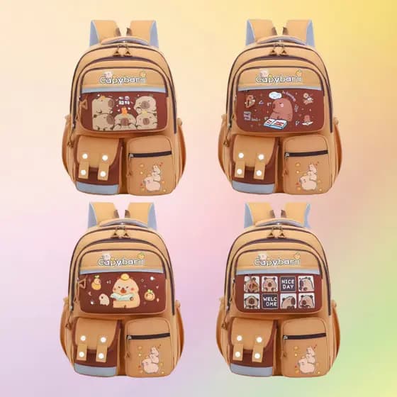 Nova mochila impermeável para estudantes da Capibara, mochila casual e fofa, reforçada e com grande capacidade 518