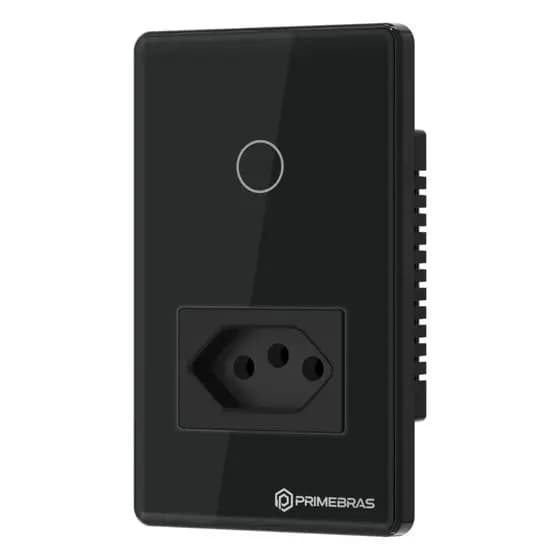 Interruptor Touch Inteligente C/ Tomada Wifi Primebras Preto