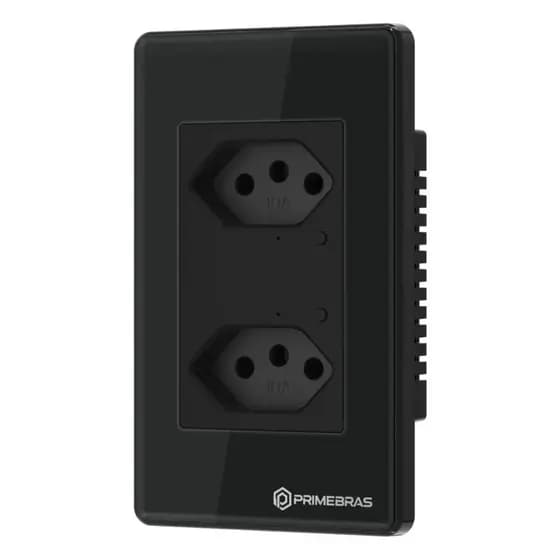 Tomada Dupla Inteligente Wi-fi Primebras 2 Canais Cor Preto