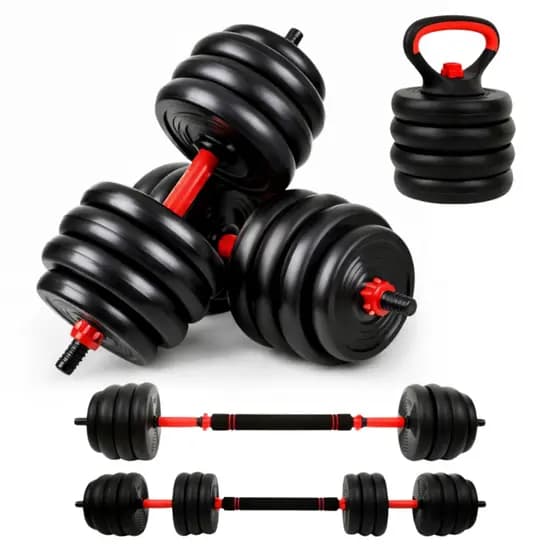 Kit Halteres 6 em 1 Peso Musculação até 50kg Ajustável Preto