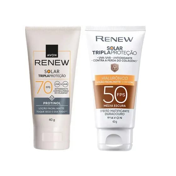 Protetor Solar Facial Renew FPS70 / Média Escura FPS50 Avon 40g