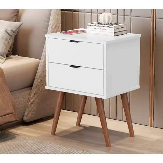 Mesa De Cabeceira Luxo 2 Gaveta Pérola 1818 - Jb Bechara Acabamento Pintura uv Cor Branco