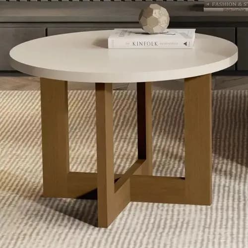 Mesa De Centro Luxo 100% Mdf Pérola/nature 8001 - Jb Móveis