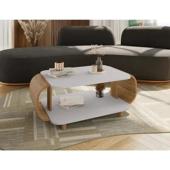 Mesa de Centro Canto Floripa Moderna Cor Naturalle Off Starrose Bechara