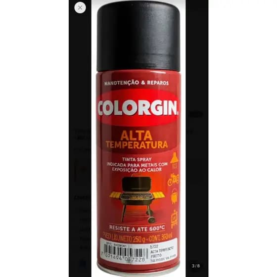 Tinta Spray Colorgin Alta Temperatura 350ml Resistente Até 600°C Metais