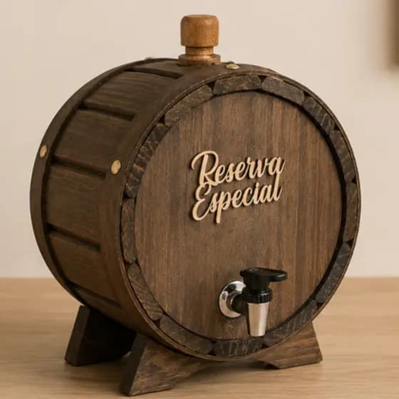 Pingômetro Barrica 1 Litro Madeira Artesanal Barril de Cachaça Artesanal