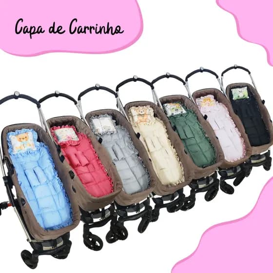 Capa de Carrinho Com Protetores de Cinto + Almofadinha Estampada - Várias Cores