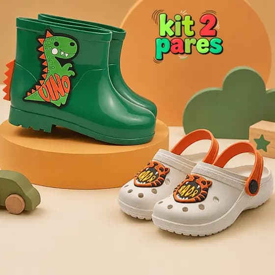 Kit 2 Pares Galocha Infantil Menino e Babuche Masculino Confortável