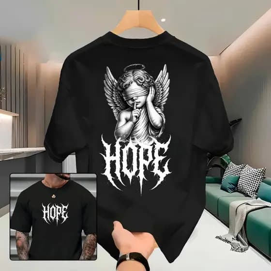 Camiseta Lançamento Anjo Hope Camisa 100% Algodão Estampada Unissex