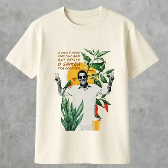 Camiseta Básica Unissex Zeca Pagodinho Blusa Samba Pra Relaxar 100% Algodão Lançamento