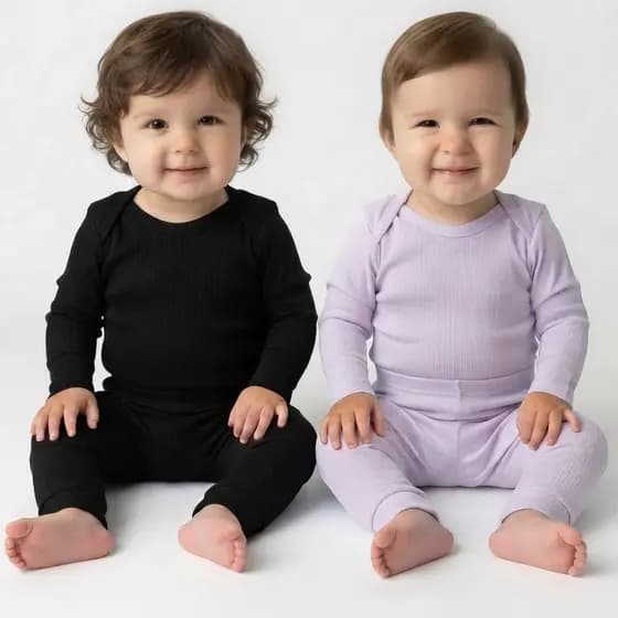 Kit 2 Body Canelado Bebê Conjunto Frio Manga Longa Calça Super Leve Resistente Envio Rápido