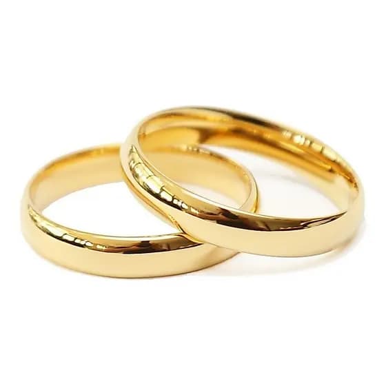 Par de Alianças 4mm Para Casamento feita em Moeda Antiga com 10 Banhos de Ouro 18K