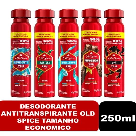 Desodorante Antitranspirante Old Spice Tamanho Econômico em Spray 250ml / 150g