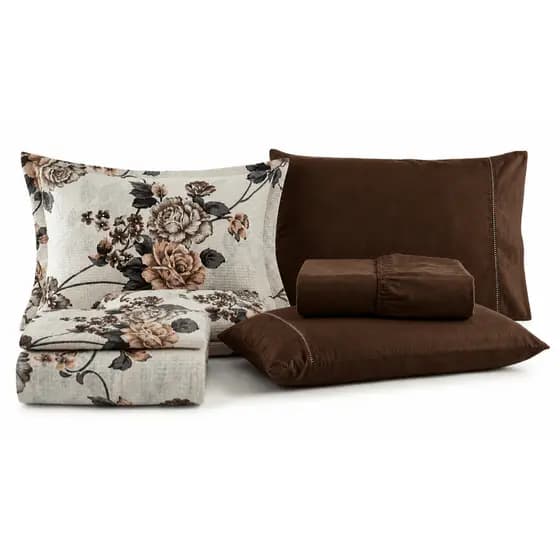 Cobre Leito Queen 6 Peças Colcha Piquet Estampada Algodão