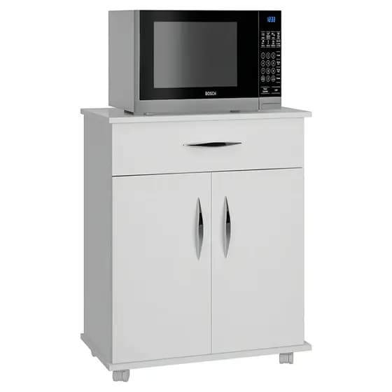 Balcão Base Microondas Fruteira Utensílios Cozinha Recepção Cor Branco