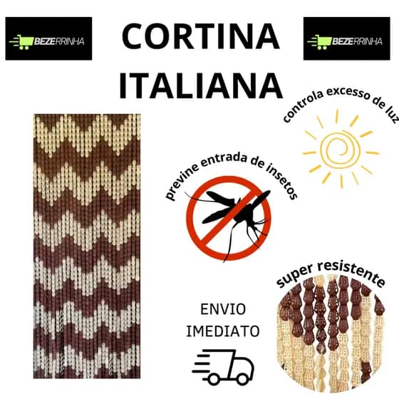 - ENVIO IMEDIATO - Cortina italiana Para Porta Painel Tiras Plástica Zig Zag ''marrom e bege''