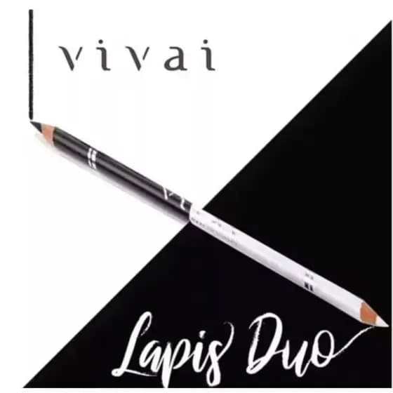 Làpis de Olhos 2 em 1 Vivai Duo Preto e Branco com Apontador - Macio e Pigmentado