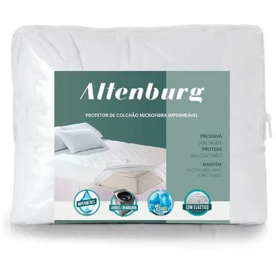 Protetor de Colchão Microfibra Impermeável C/Elástico 1,38m x 1,88m Branco Altenburg