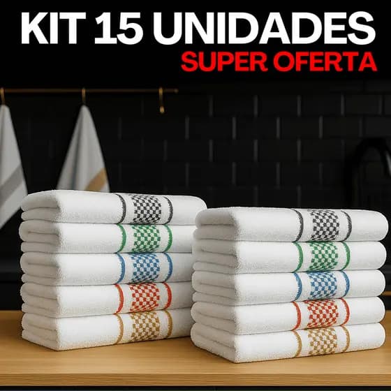 Kit Panos de Prato Jacquard Atoalhado Felpudo Copa Premium 100% Algodão