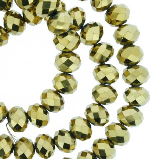 Contas de Cristal 8mm Dourado para Pulseira Guias Umbanda Candomblé