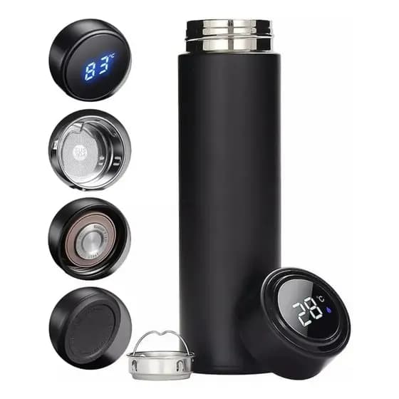 Garrafa Térmica Inox 500ml Inteligente com Termômetro Digital , Antivazamento, Portátil
