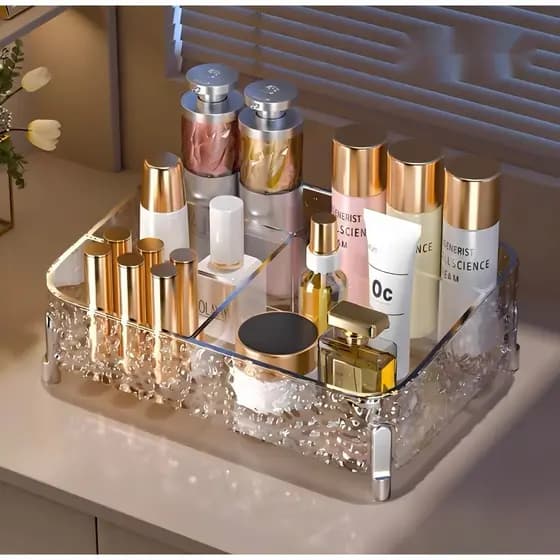 Caixa de armazenamento Acrílico Organizador de Maquiagem Cosméticos Perfumes Cesto Transparente Luxo