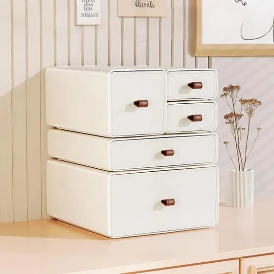 Kit de Organizador Multiuso de Gavetas DIY Empilhável Para Mesa 5 Peças Escritório Maquiagem
