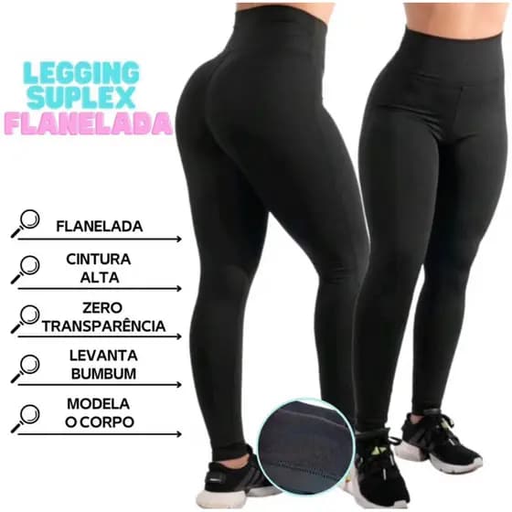 Calça Legging Peluciada Flanelada Feminina Cintura Alta Inverno Quente Confortável Não Transparente