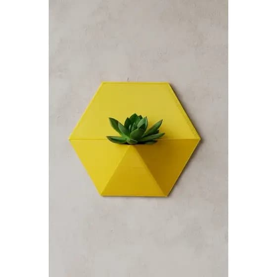 Vaso de Parede para Suculentas -Geométrico Dourado Decorativo Impressão 3D