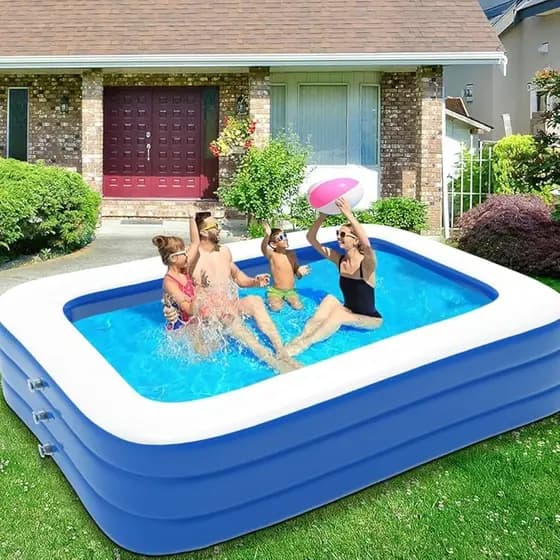 Piscina Inflável Retangular Infantil 3 Anéis 2.6m 1300L Piscina Inflável Playground Swimming Pool Adulto Piscina Grande