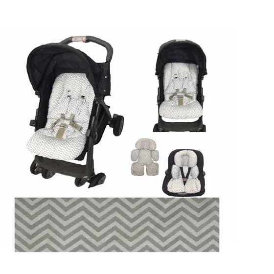Kit Duplo 2 Kit Colchonete Para Carrinho Com Almofada Redutora Para Bebê Conforto Infantil Menino Menina