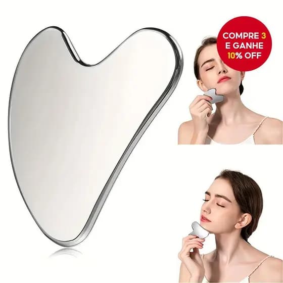 Placa Gua Sha Aço Inoxidável Massageador Facial Natural Lifting Contorno Facial