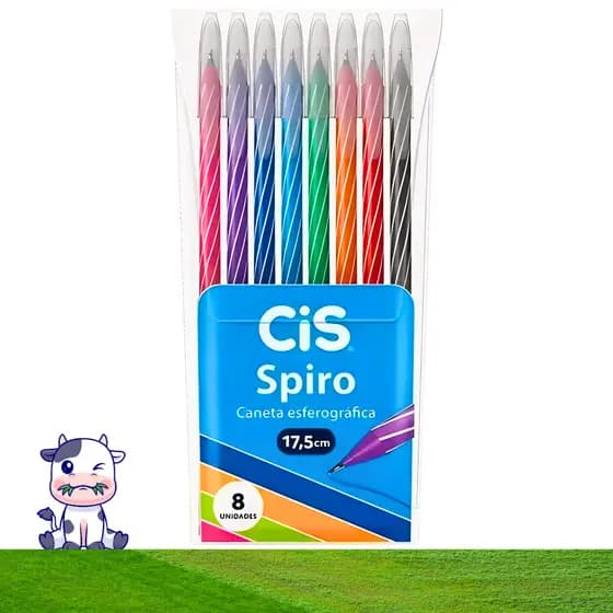 Cis Spiro Estojo C/8 Canetas Esferográficas 0.7mm Ponta Fina