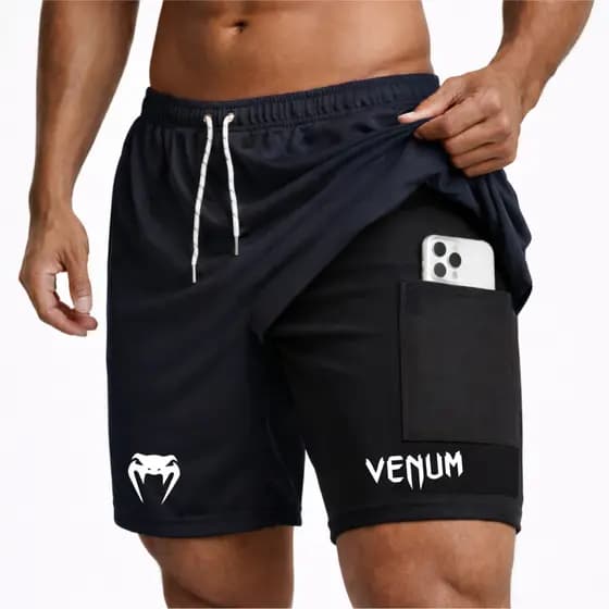 Bermuda De Compressão 2 Em 1 Dry Fit Com Elastano V.NM01 Cobrinha, Ideal Para Treinos, Academia