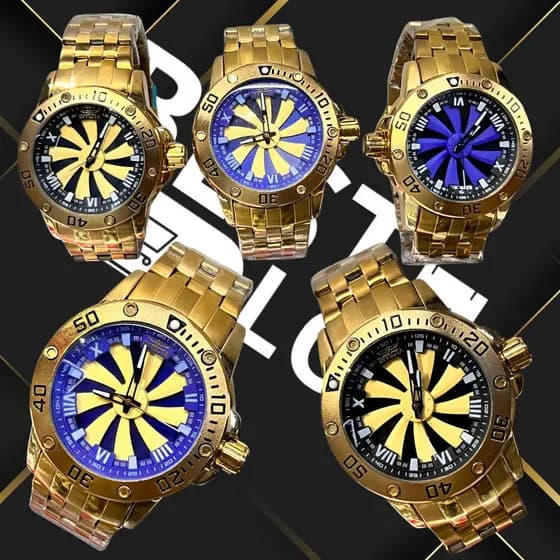 Relogio Masculino Giratorio Invicta Dourado Com Caixa Velcro