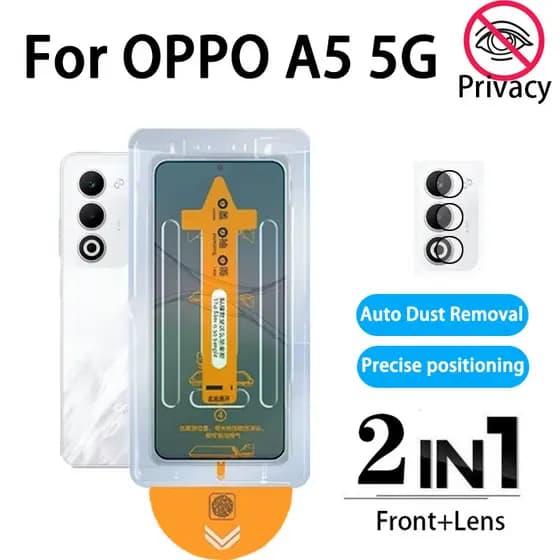 Película De Privacidade Anti-Espião 2 Em 1 OPPO A5 5G Protetor De Tela De Vidro Temperado Com Um Clique Para A6 A5i A5X