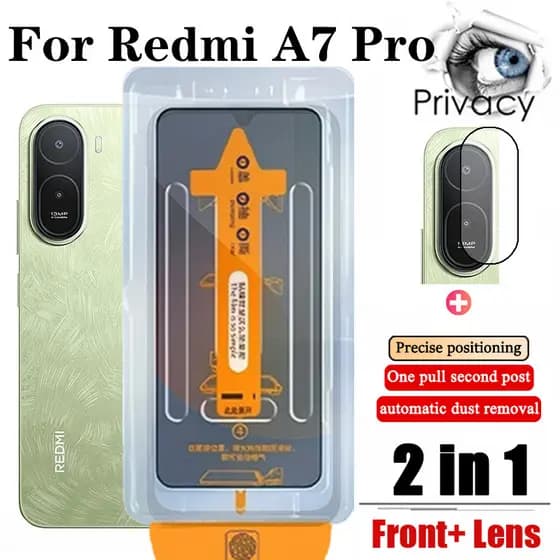 Redmi A7 Pro 2 Em 1 Protetor De Tela De Vidro Temperado Anti-Espionagem Com Um Clique Para A5 A3 15C 14C Note 14 15 4G 5