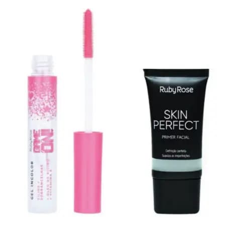 KIT GEL INCOLOR CÍLIOS Ruby Rose Rímel + Primer Facial Ruby Rose HB8086