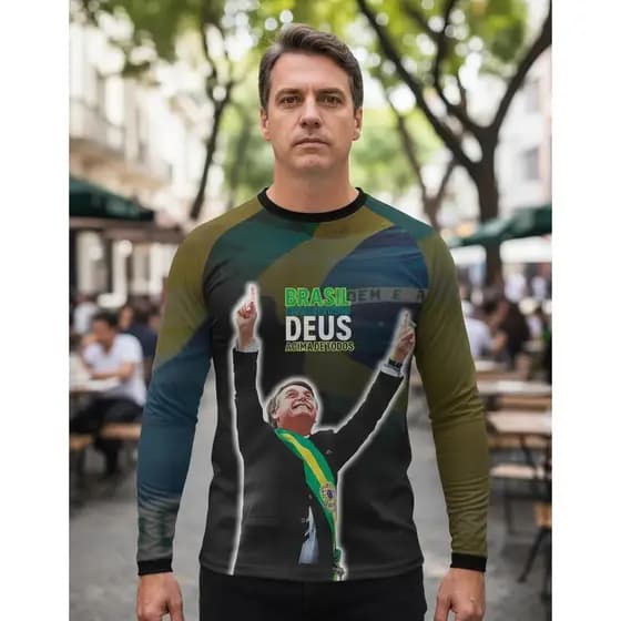 Camisa Manga Longa De Frio Bolsonaro Brasil Presidente -1