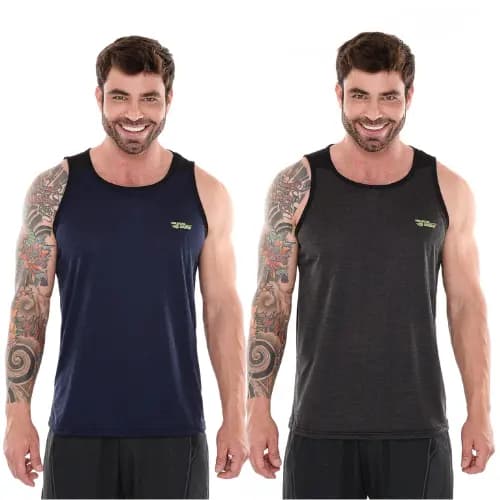 KIT COM 2 REGATAS DRY FIT MASCULINAS TECIDO PREMIUM