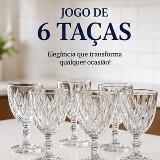 Conjunto Taças Vidro Elegantes 330ml | 6 Unidades Jogo Copo Bali Festa