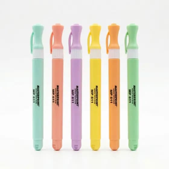 Kit Marcador de Texto Pastel 6 Cores Suaves Ponta Chanfrada Secagem Rápida Material Escolar Top